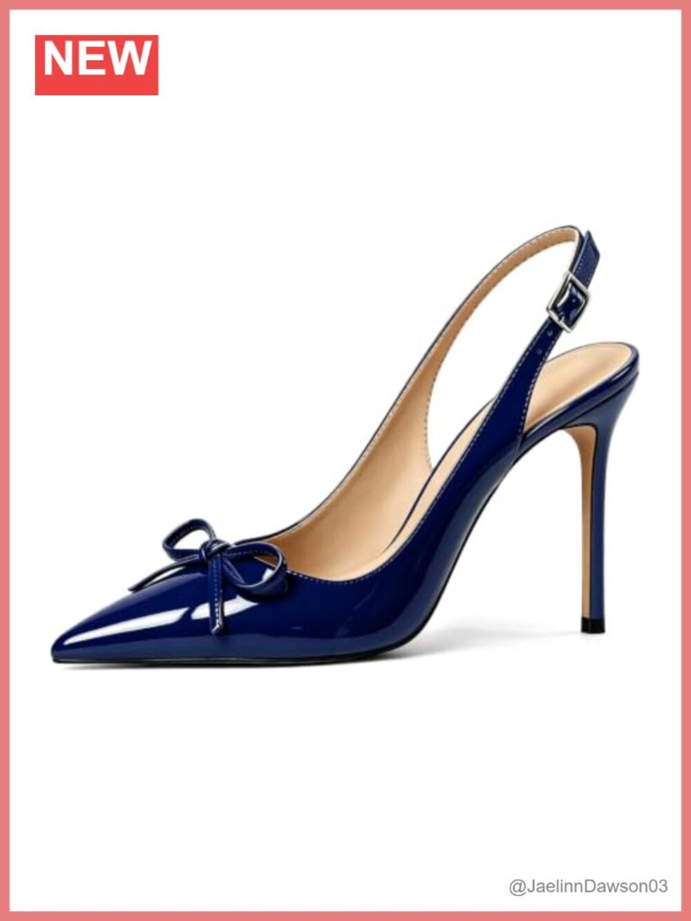 Patent Leather Slingback Heels 4 Inch Stiletto Pumps Pointed Toe Bow Women's